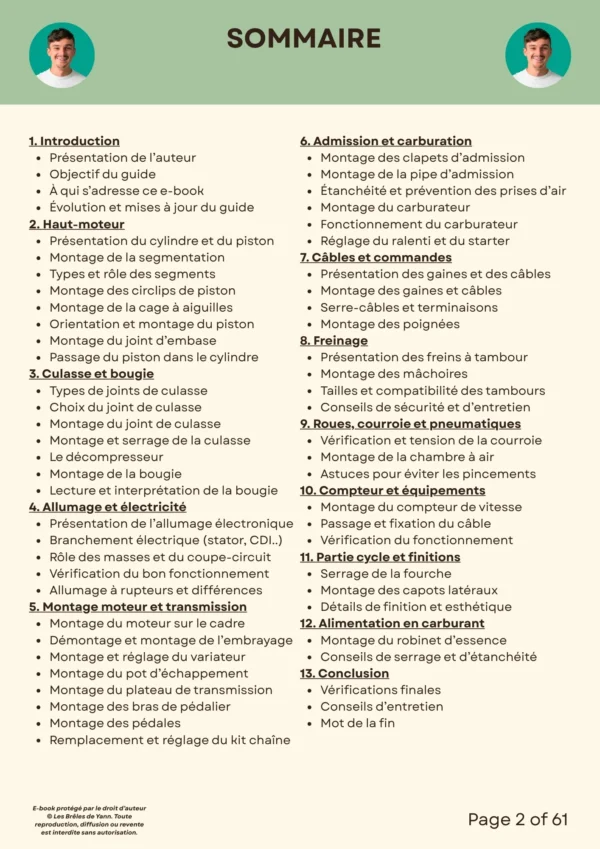SOMMAIRE EBOOK 103 Comment restaurer un Peugeot 103 ?(PDF téléchargeable)