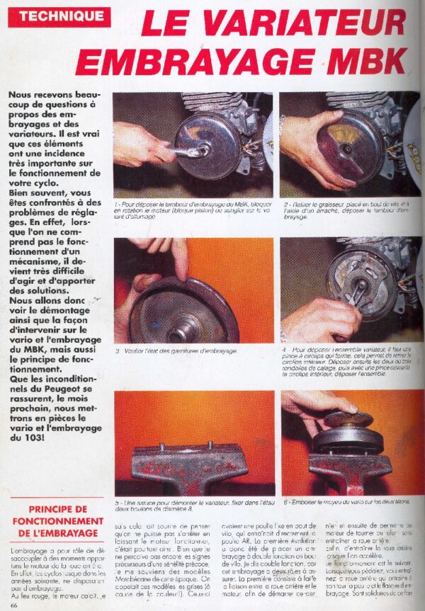 Revue technique variateur embrayage MBK