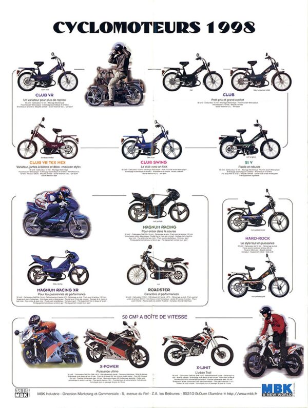 Publicité Gamme cyclomoteurs MBK 1998